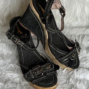 Aveda Denim Wedge Sandals